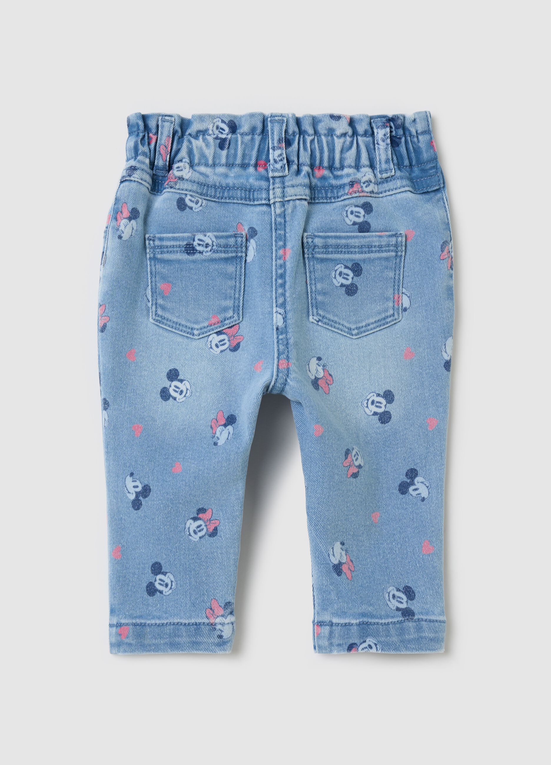 Jeans con stampa Minnie e Topolino all-over