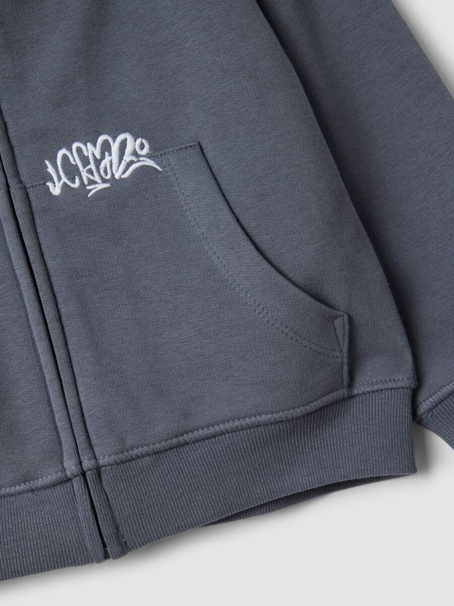 Felpa grigia in misto cotone con cappuccio regular fit per bambino_3