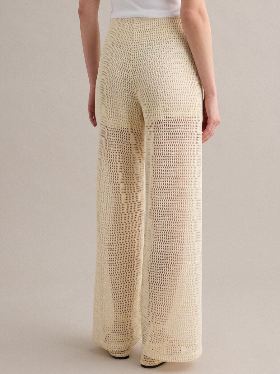 Pantaloni beige palazzo in misto viscosa_2