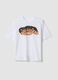 White pure cotton T-shirt with front print_0