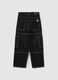 Boys' black cargo jeans in pure cotton skater fit_1