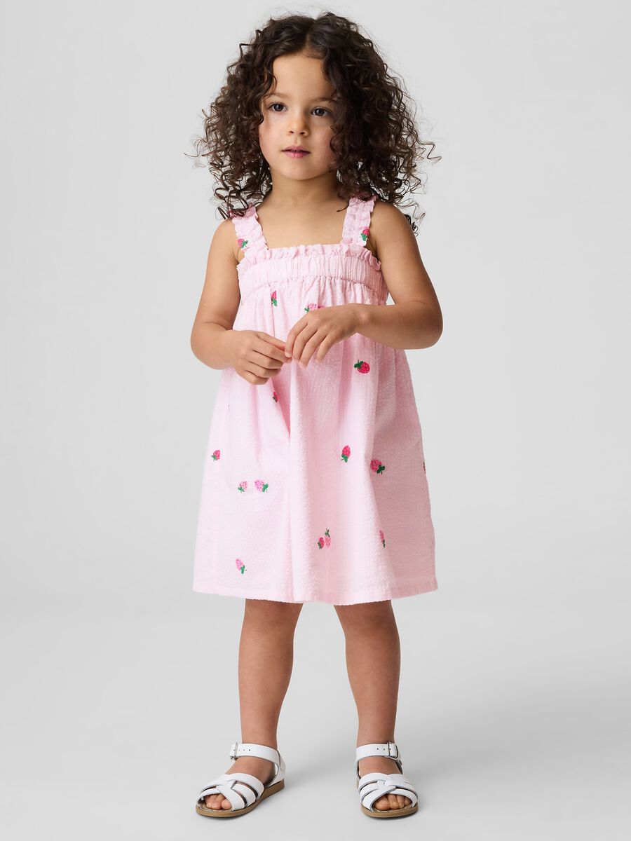 Pure cotton dress with floral embroidery_0