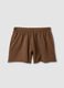 Brown cotton-blend shorts with elasticated waistband_4