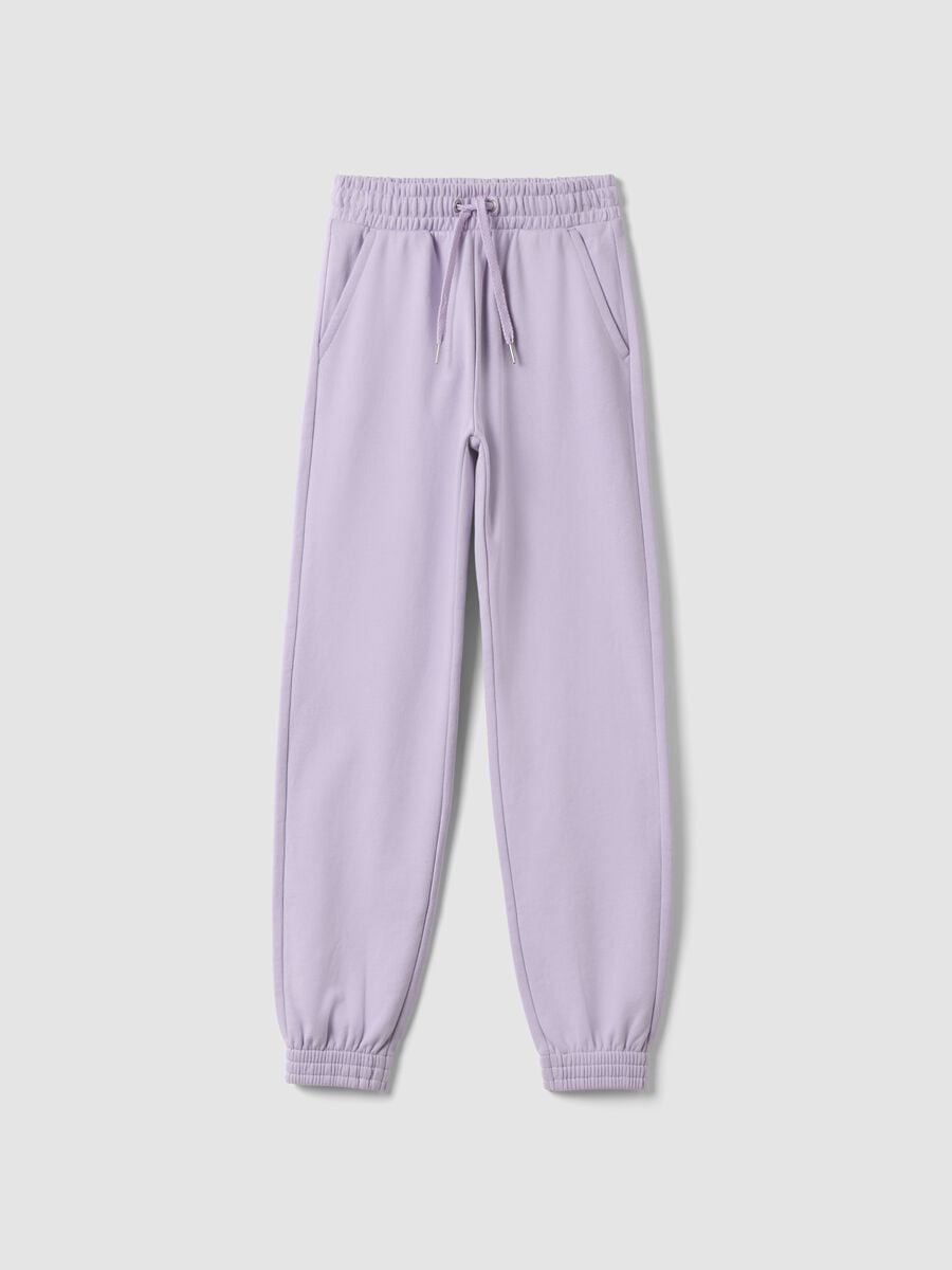 Purple organic cotton jogger trousers, regular fit, for girls_4