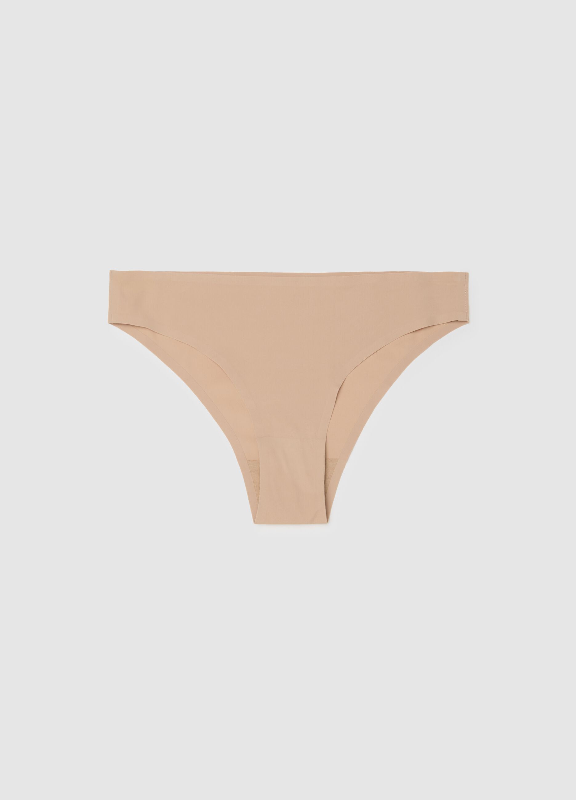 Beige Stretch Fabric Regular Fit Briefs