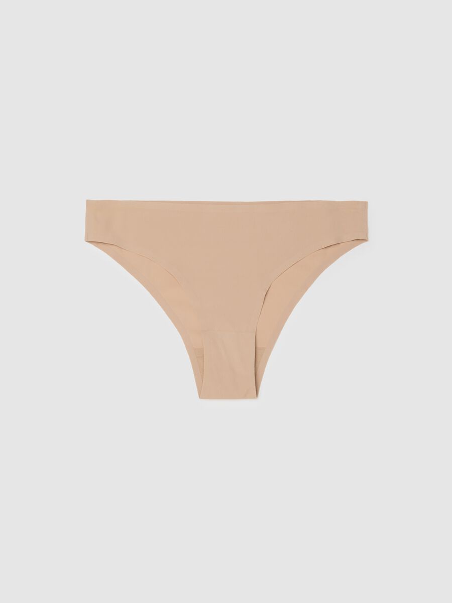Beige Stretch Fabric Regular Fit Briefs_0