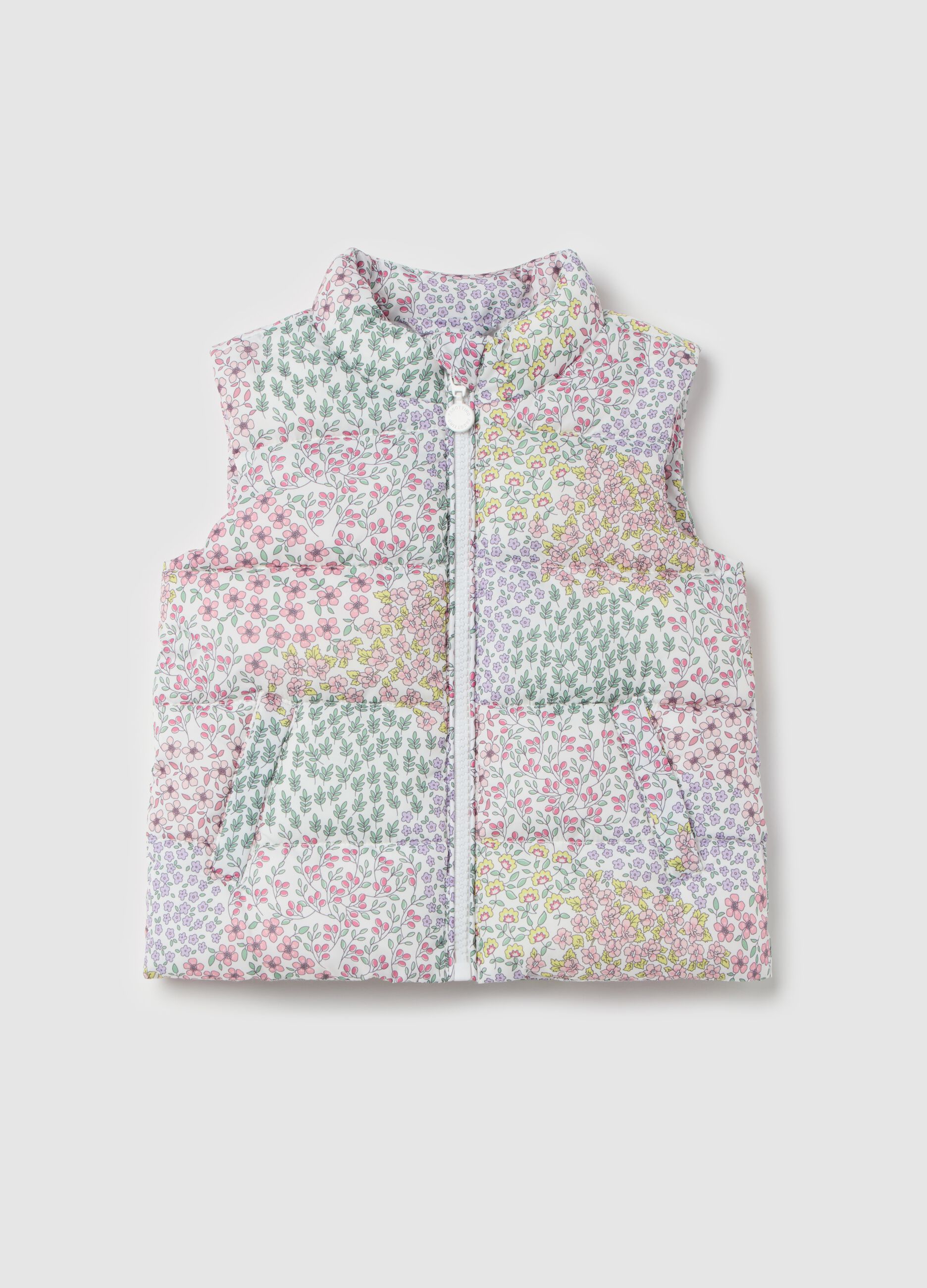 Padded waistcoat with floral pattern