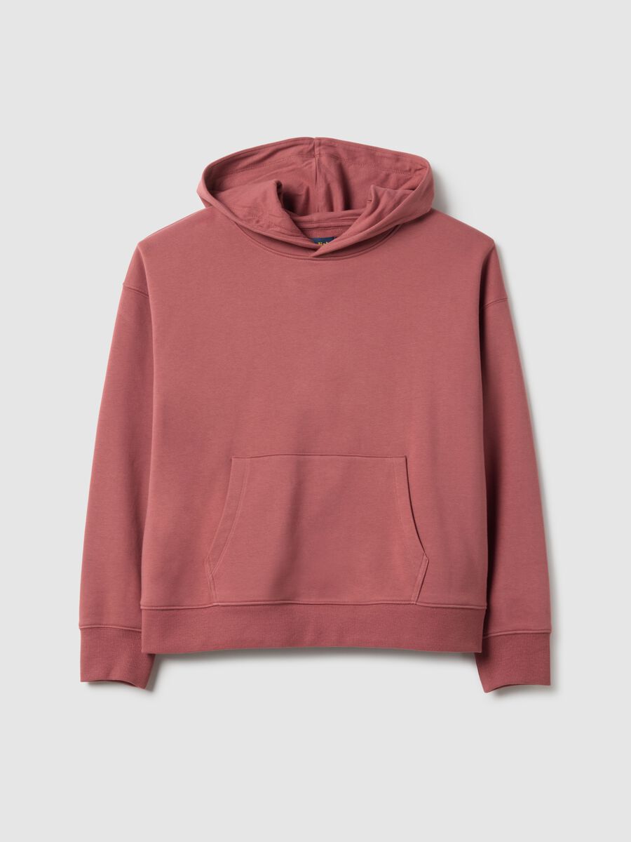 Red cotton blend hoodie regular fit sweatshirt_4
