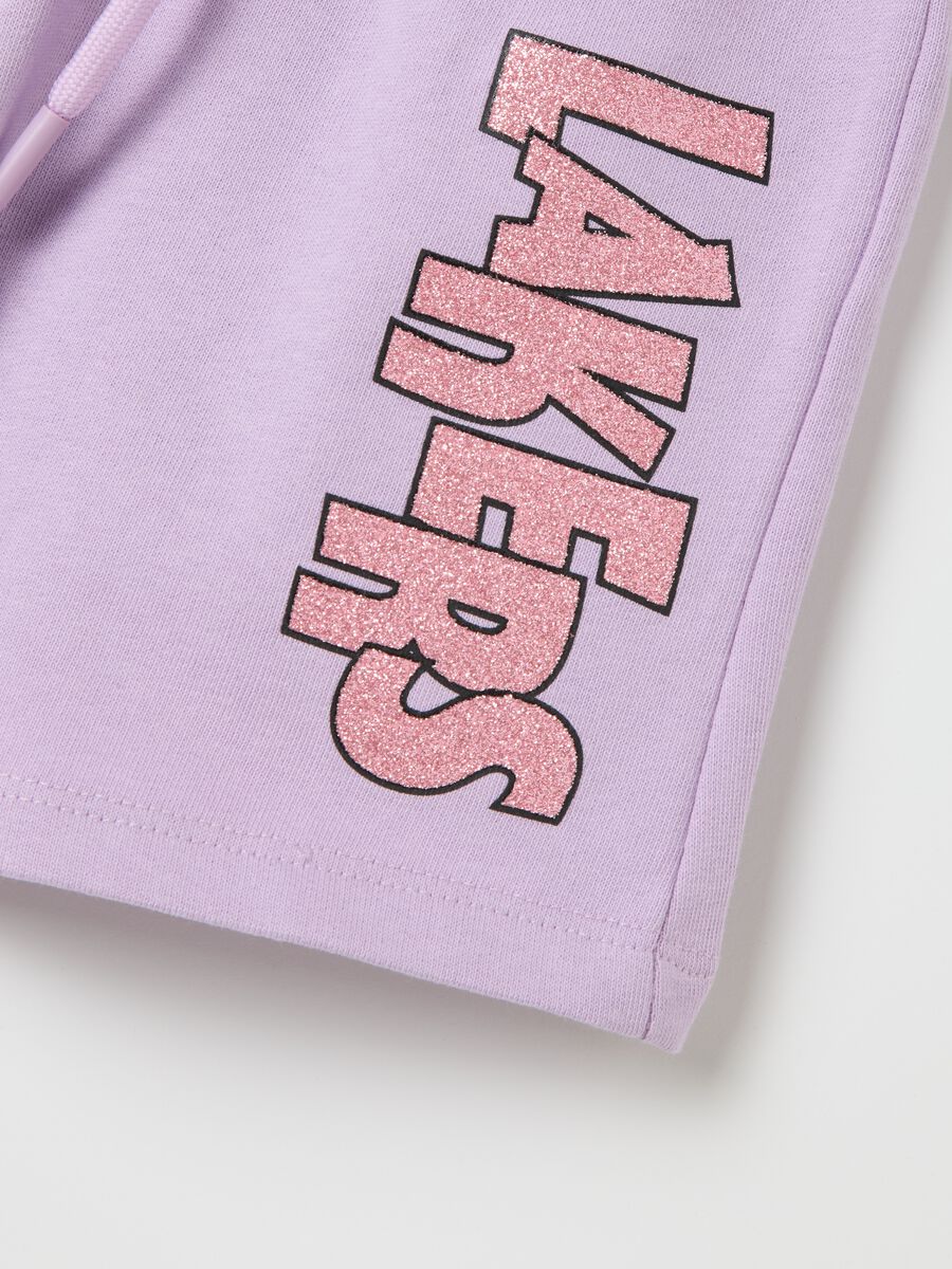 Purple NBA Los Angeles Lakers shorts in cotton with hood_3