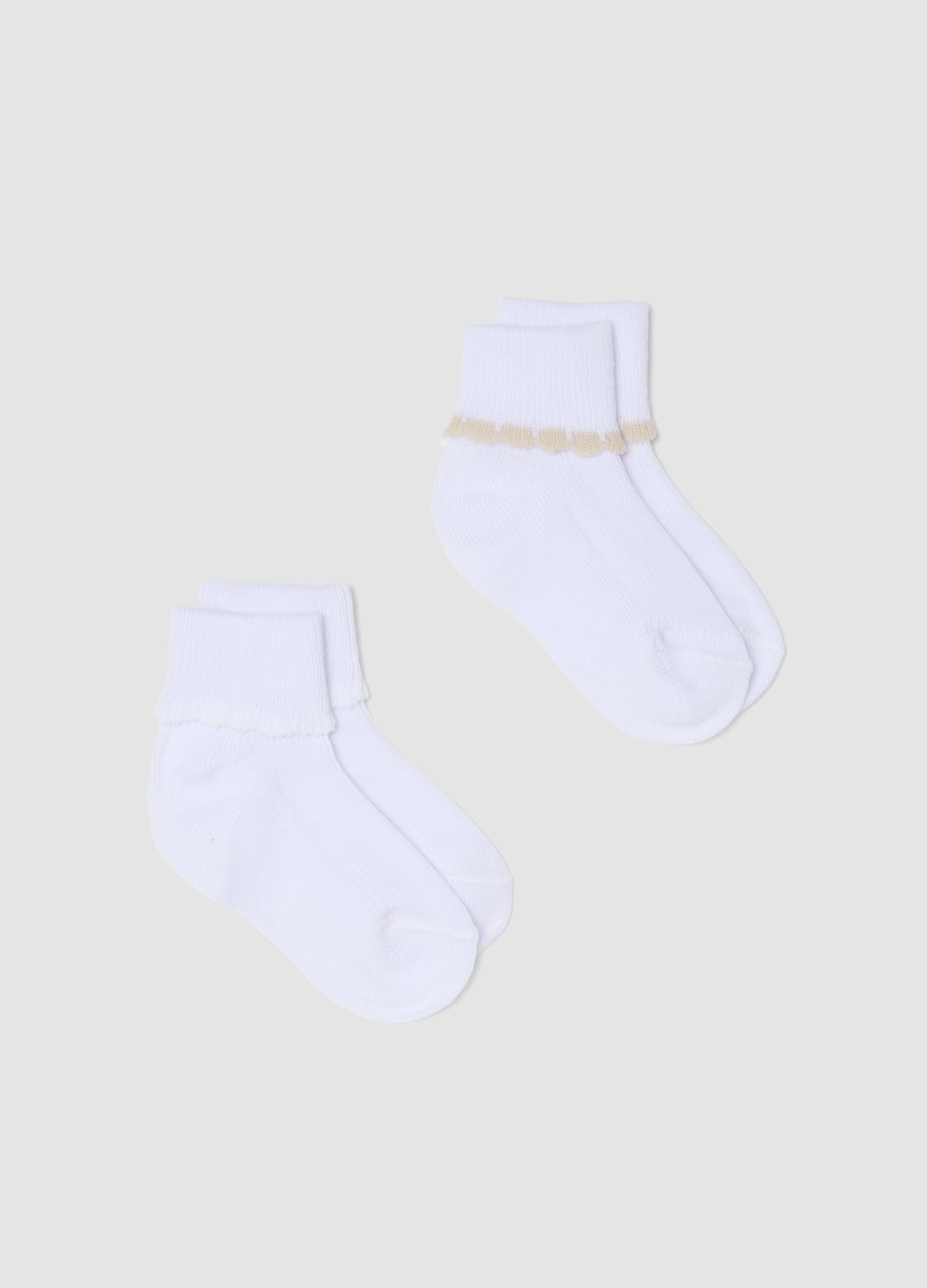 Two-pack newborn white short cotton blend socks regular fit