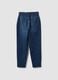 Blue denim baggy-fit jeans in pure cotton with paperbag waist_6