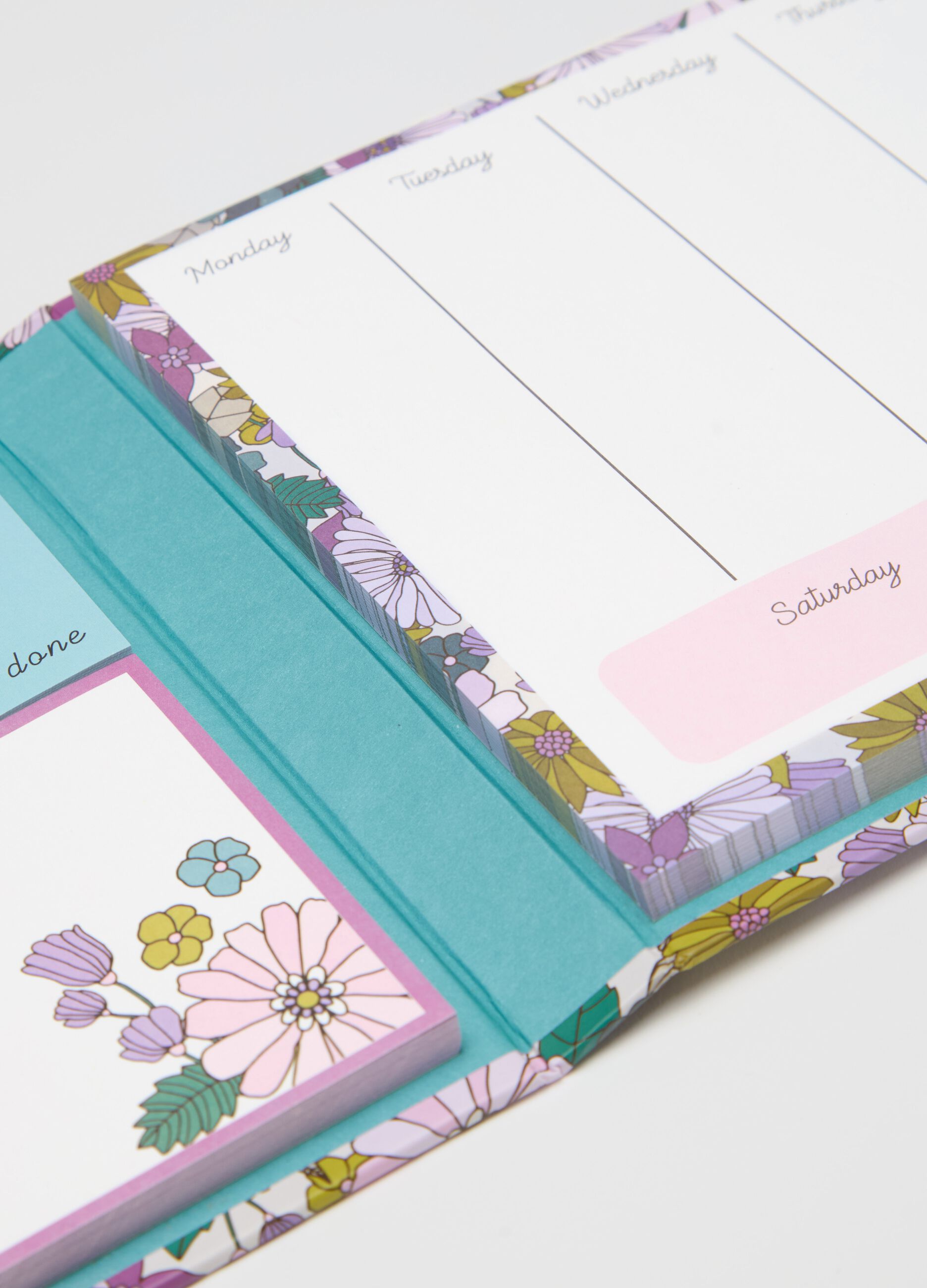 Weekly planner with floral print
