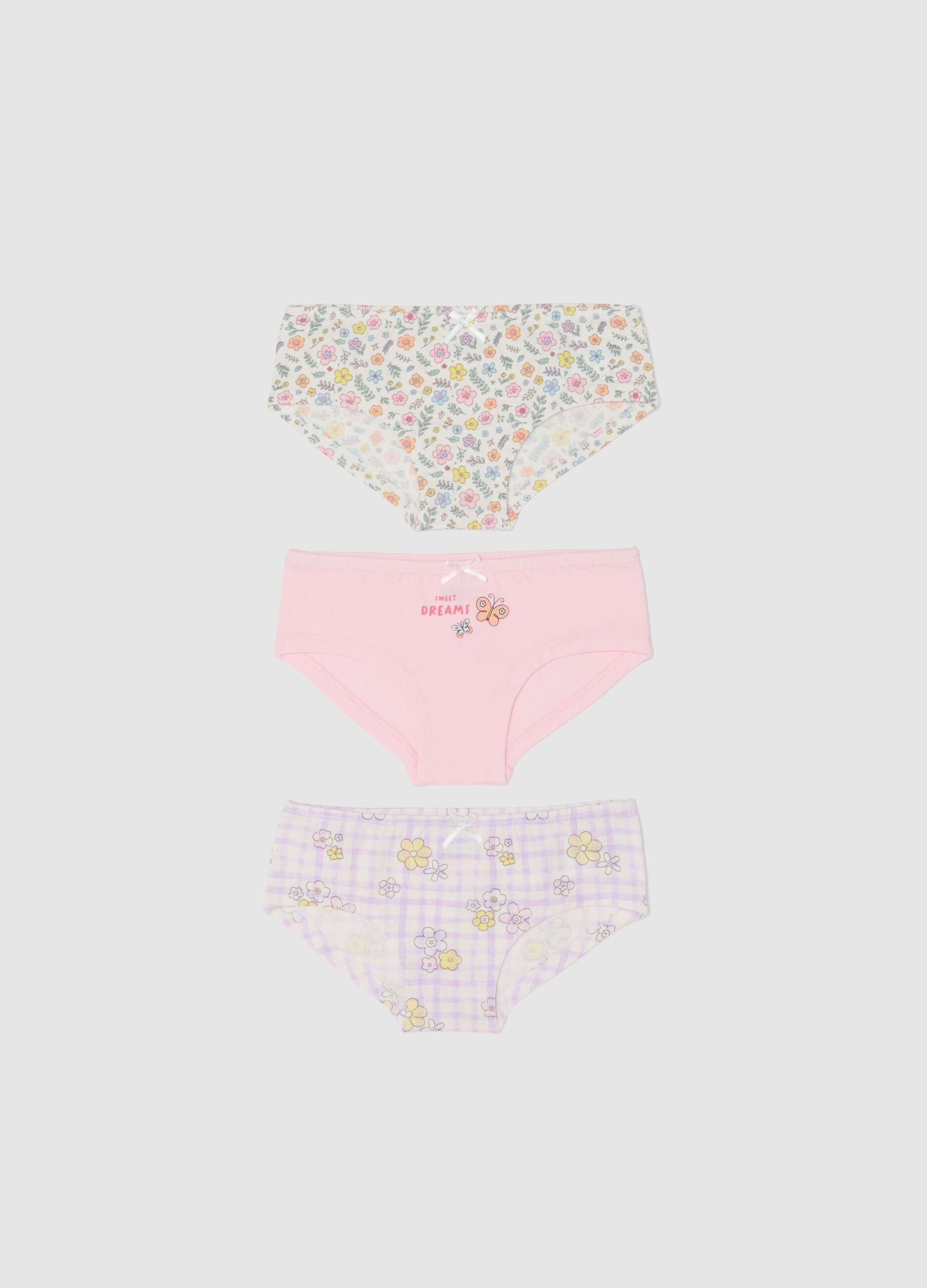 Newborn Girl Multicolor Cotton Blend Panties Tripack with Flowers