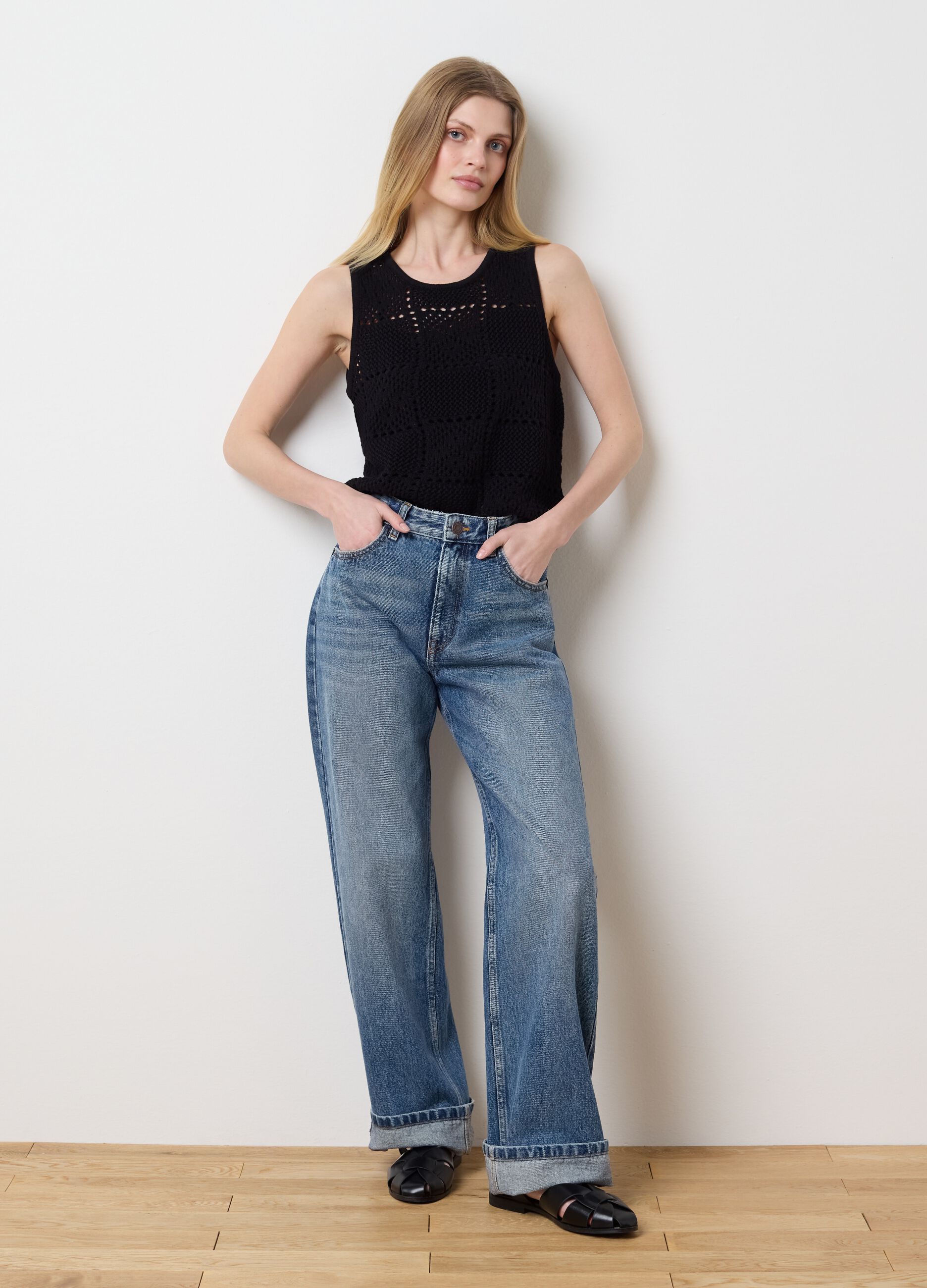 Les Copains Black Cotton Top