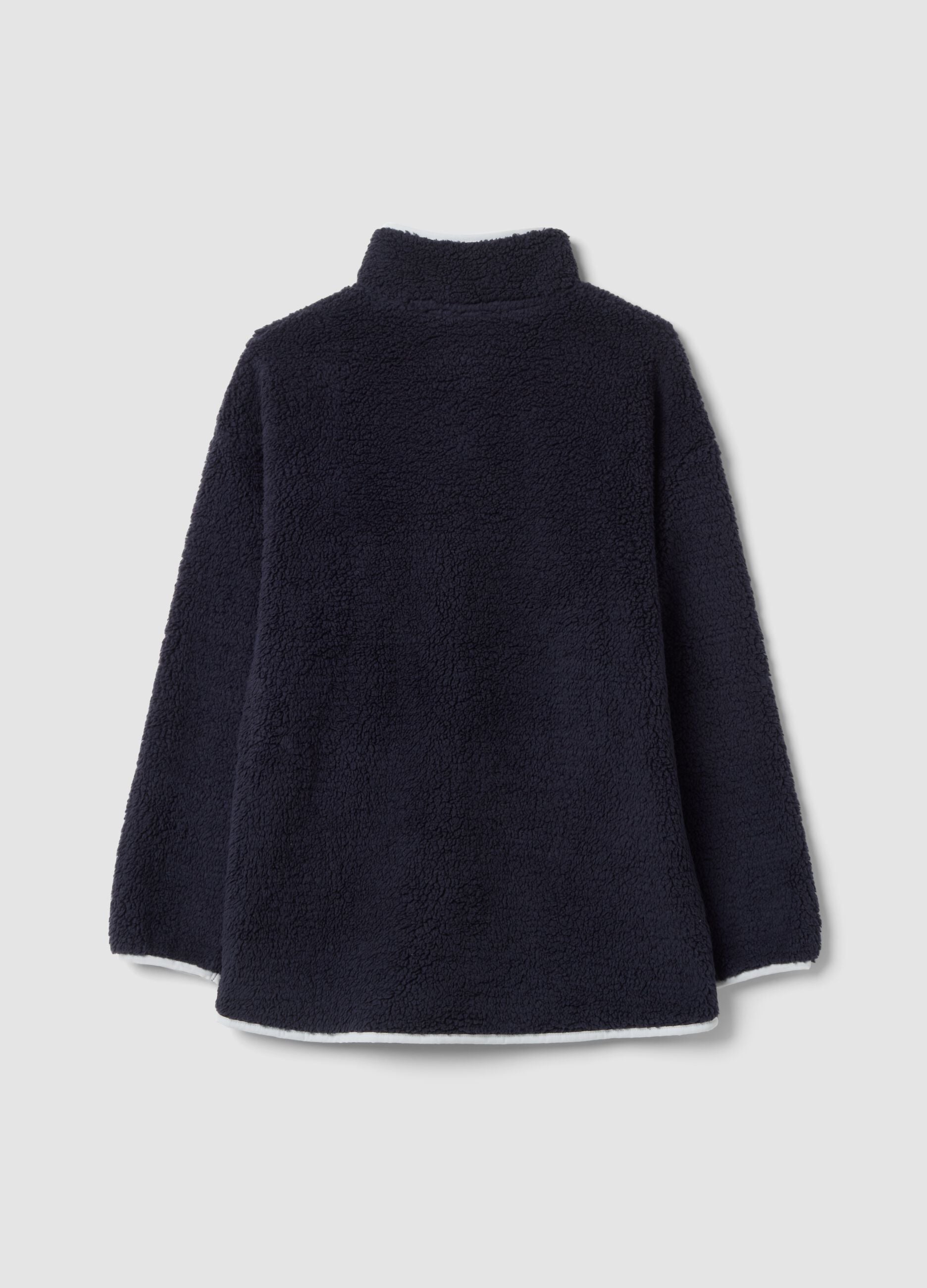 Vestaglia sherpa blu con zip e due tasche