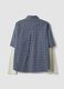 Blue cropped pure cotton checked shirt with layered double sleeves, oversized fit_6
