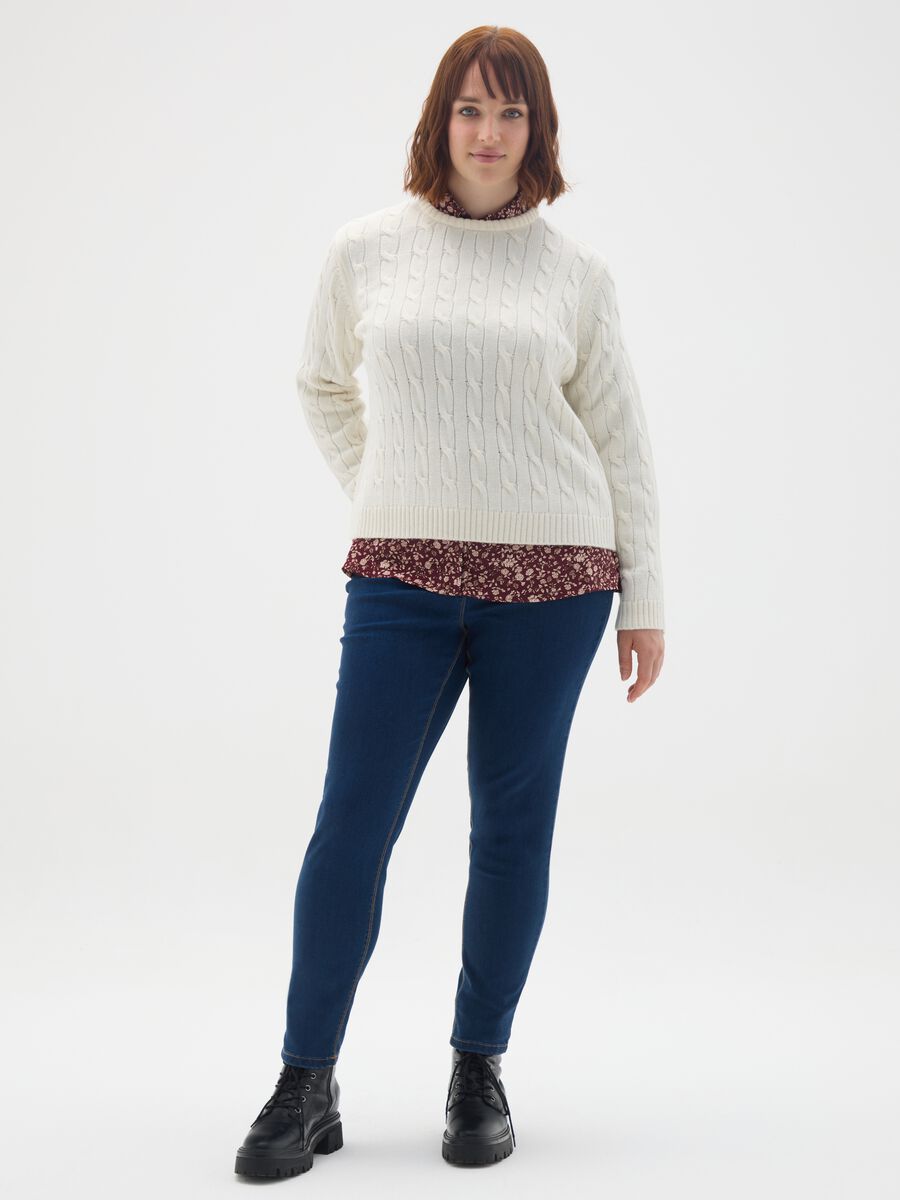 White Pullover in Acrylic and Wool Blend_1