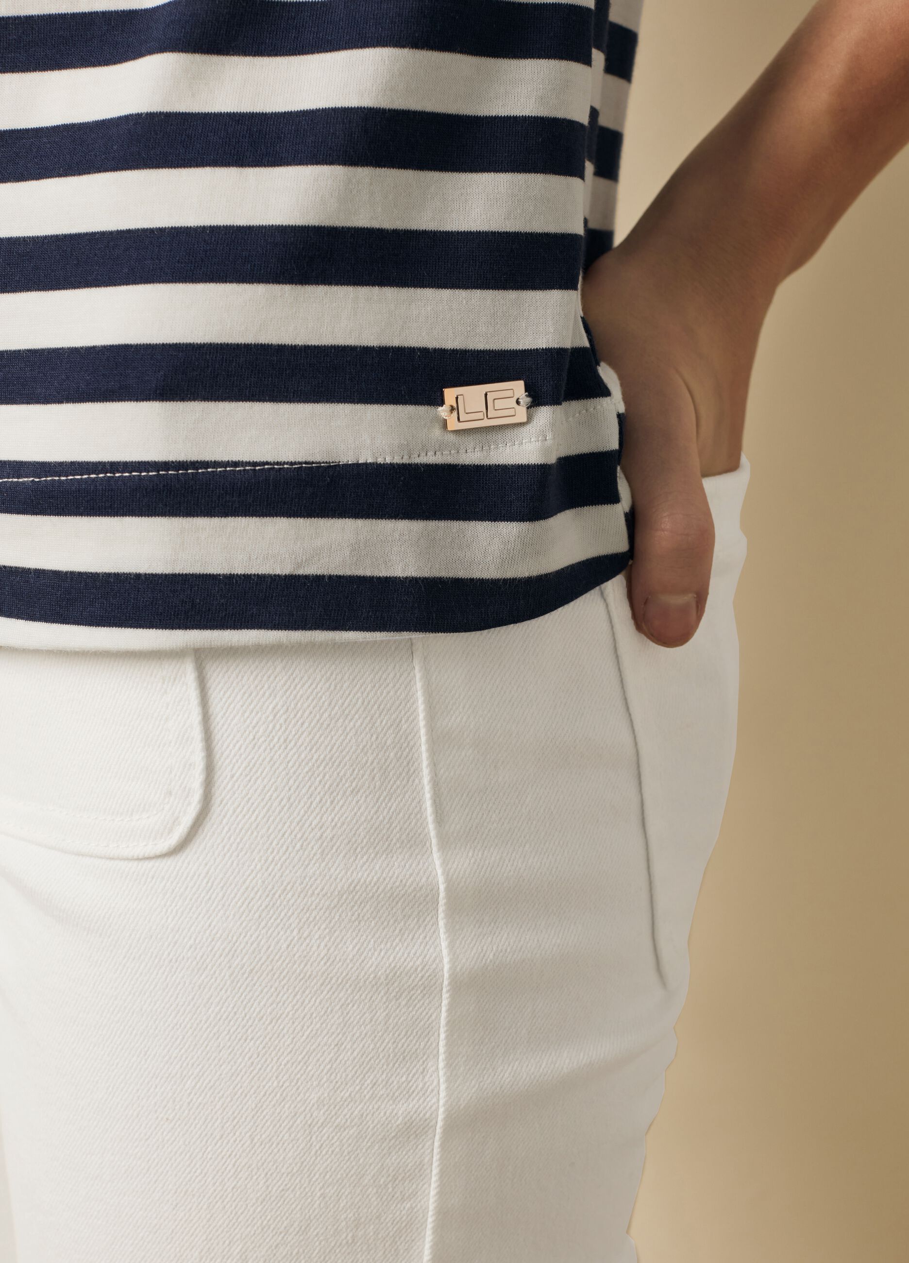 Striped cotton and modal T-shirt