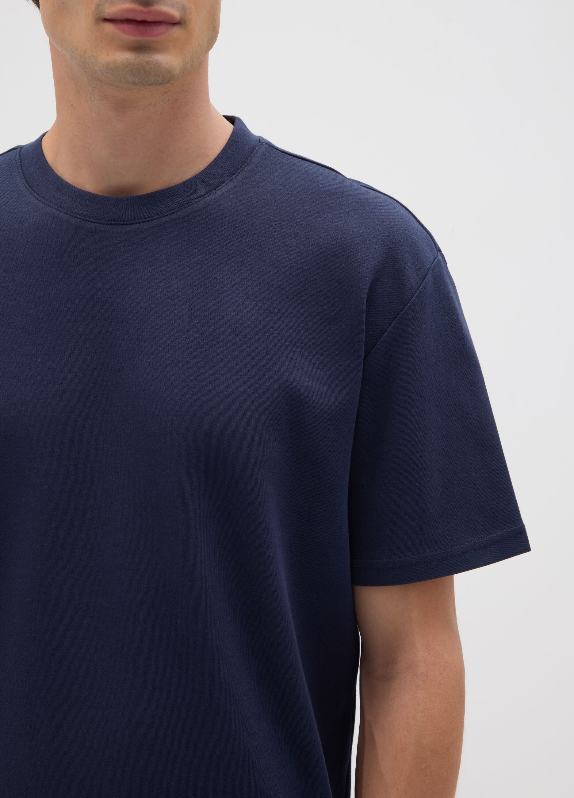 Blue pure cotton T-shirt relaxed fit