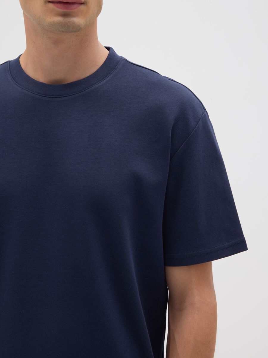 Blue pure cotton T-shirt relaxed fit_3