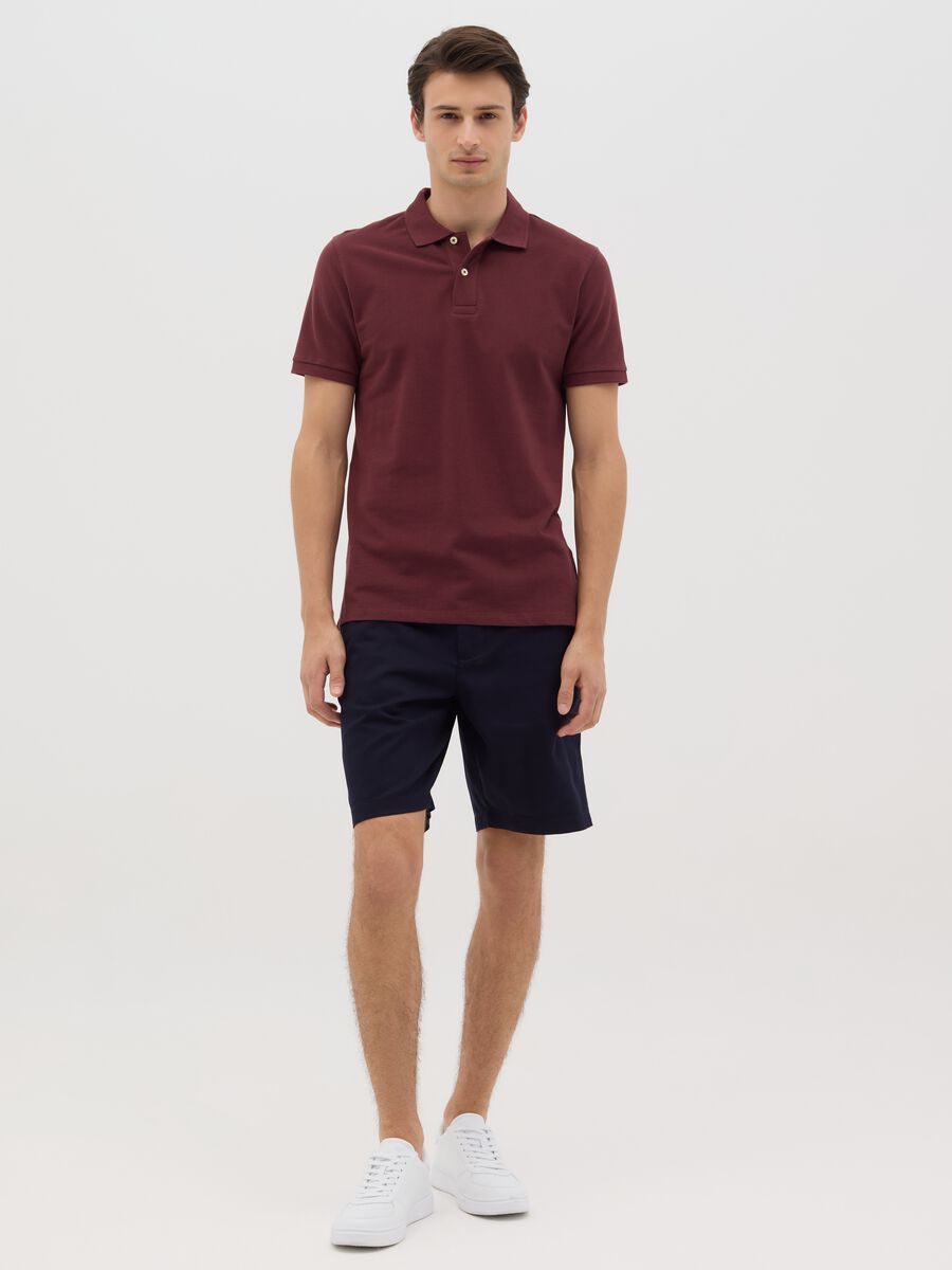 Blue Cotton Chino Shorts_0