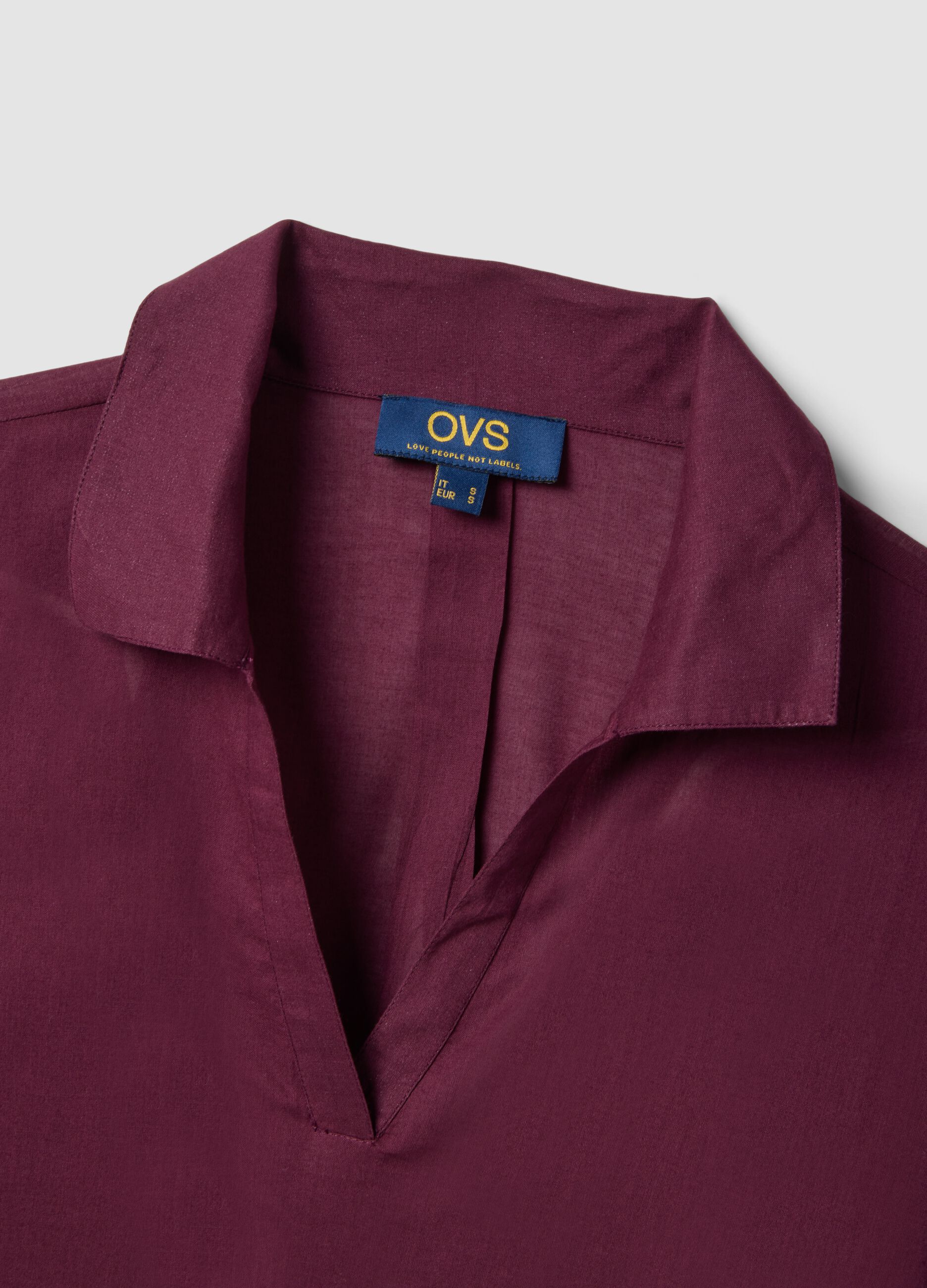 Purple pure organic cotton kaftan with V-neck