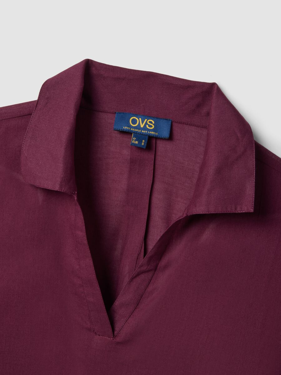 Purple pure organic cotton kaftan with V-neck_1