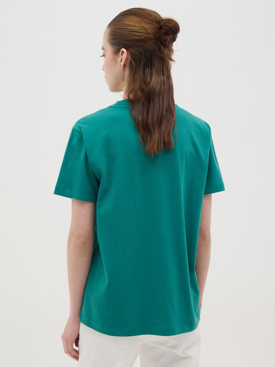 Green cotton T-shirt with "Venezia" print_3