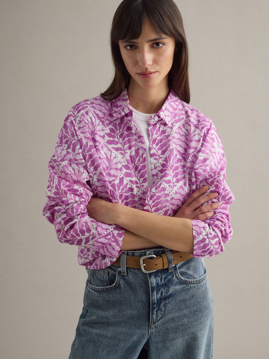 Regular fit multicolour pure cotton shirt with floral pattern_0
