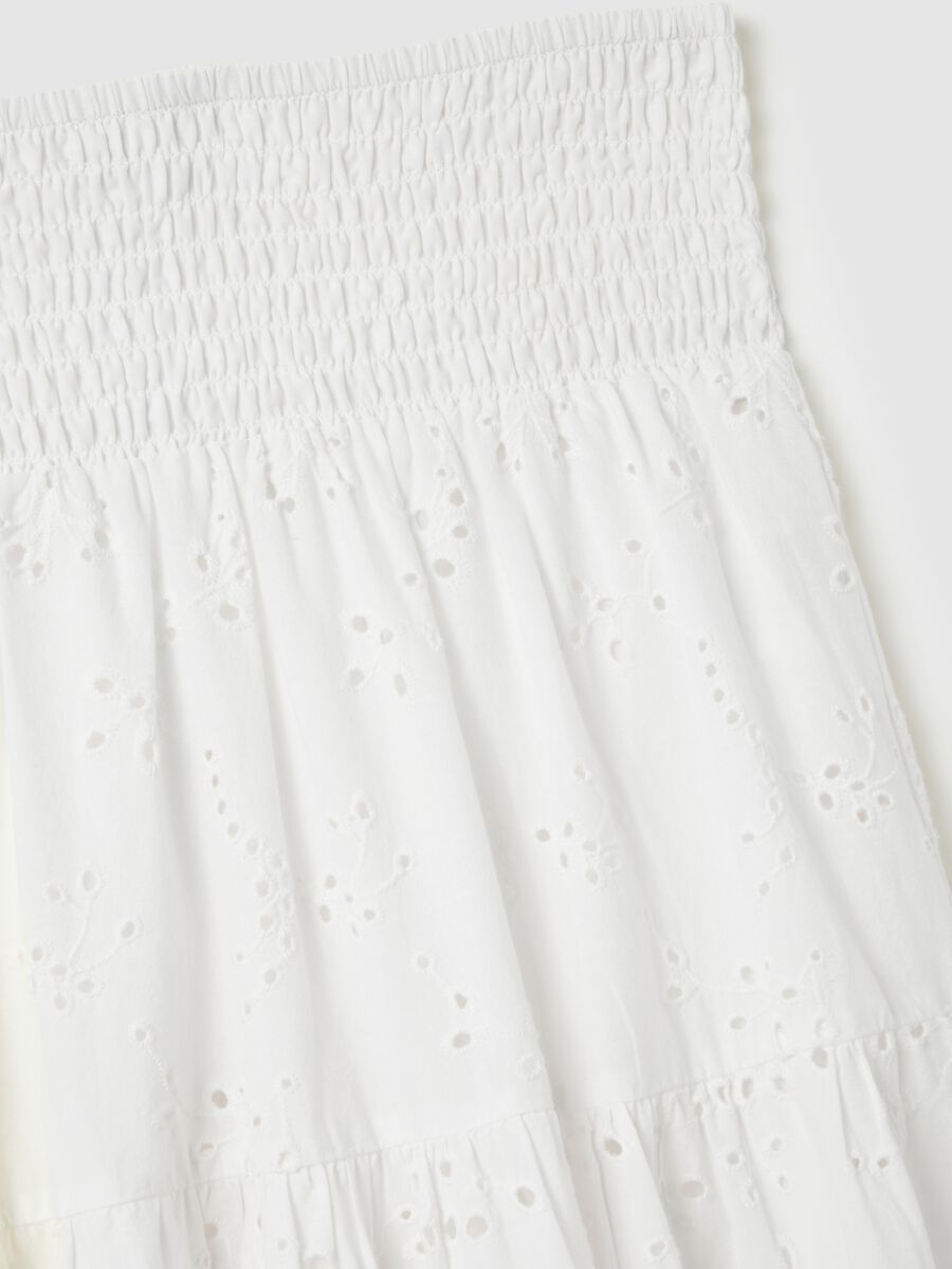Women's White Long Skirt in Pure Cotton - Regular Fit_5