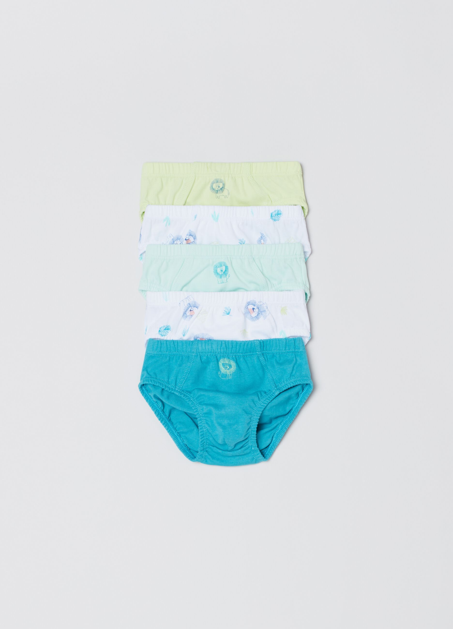 Five-pack cotton briefs with print