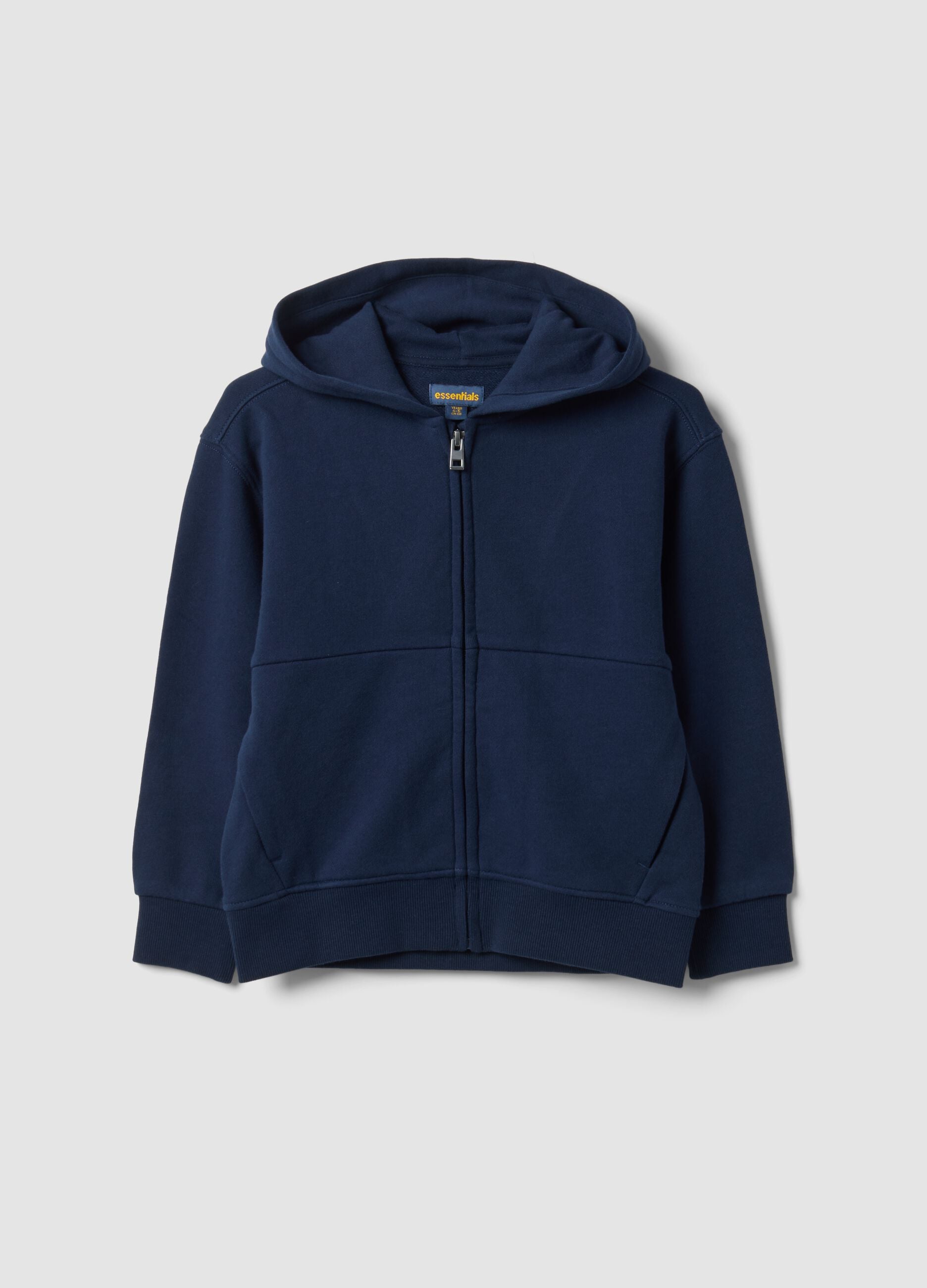 Blue hooded sweatshirt in pure organic cotton, oversized fit, for boys