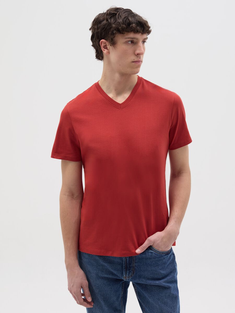 Organic cotton T-shirt with V neck_0