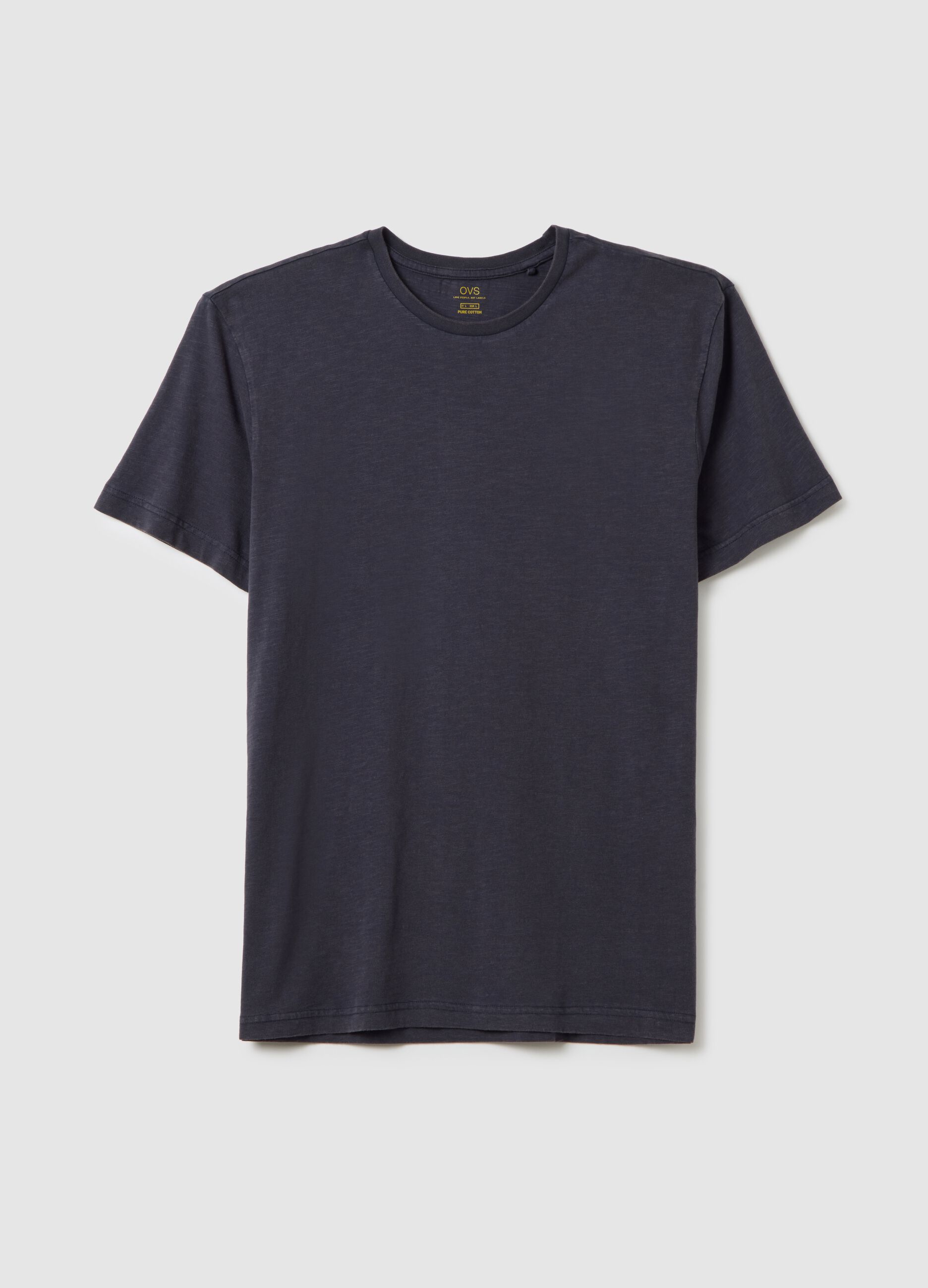 Men's blue pure cotton T-shirt, regular fit