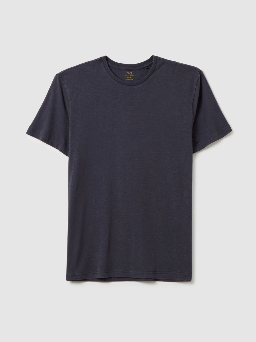 Men's blue pure cotton T-shirt, regular fit_4