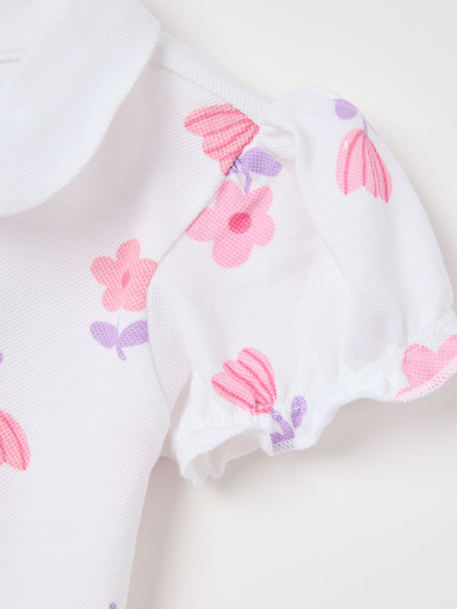 Pink Floral Short Sleeve Cotton Polo_3