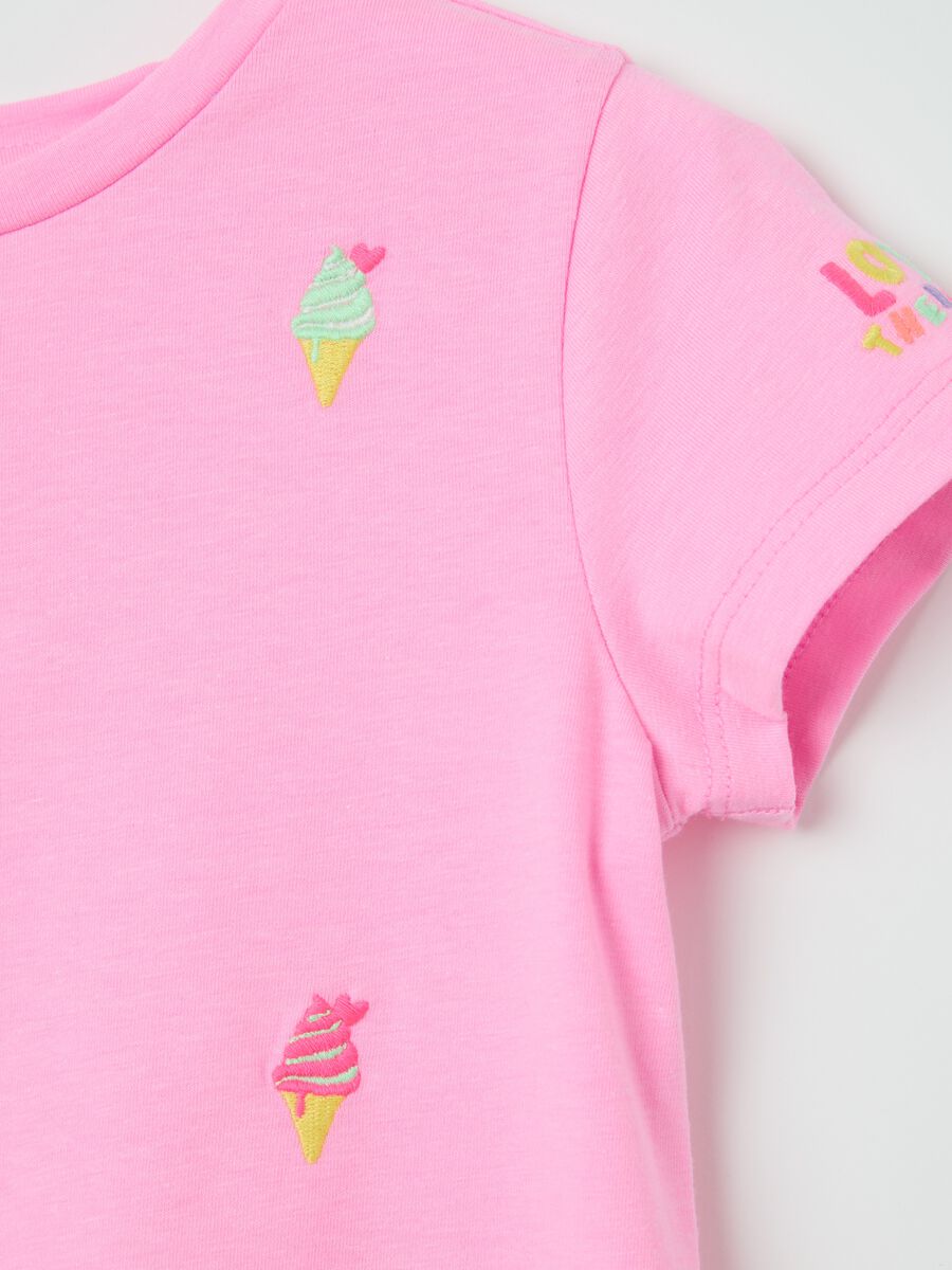 Pink Love Therapy T-shirt with ice cream embroidery_2