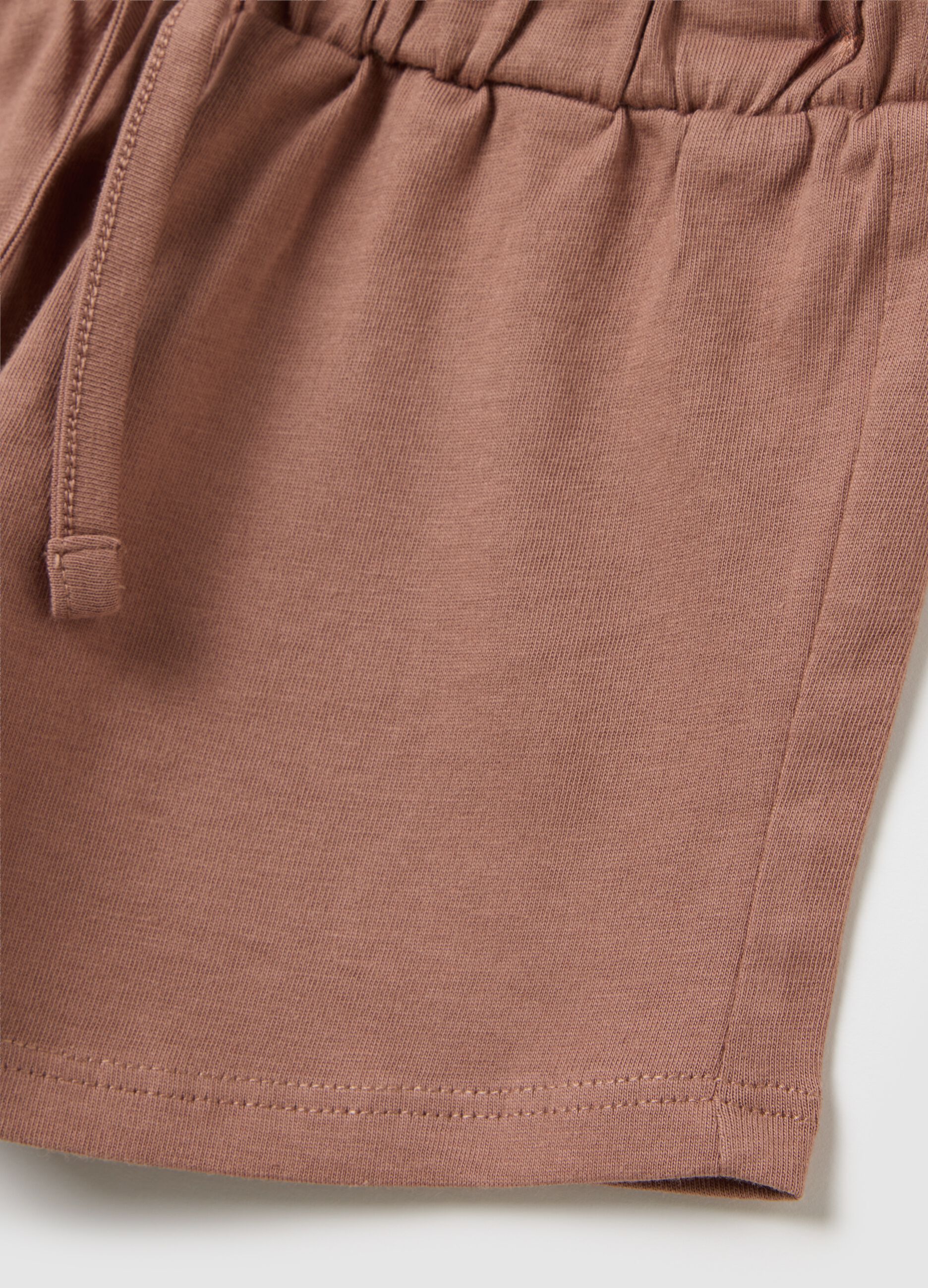 Shorts da bambina in puro cotone marrone regular fit