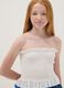 White ruched stretch-fabric top_0
