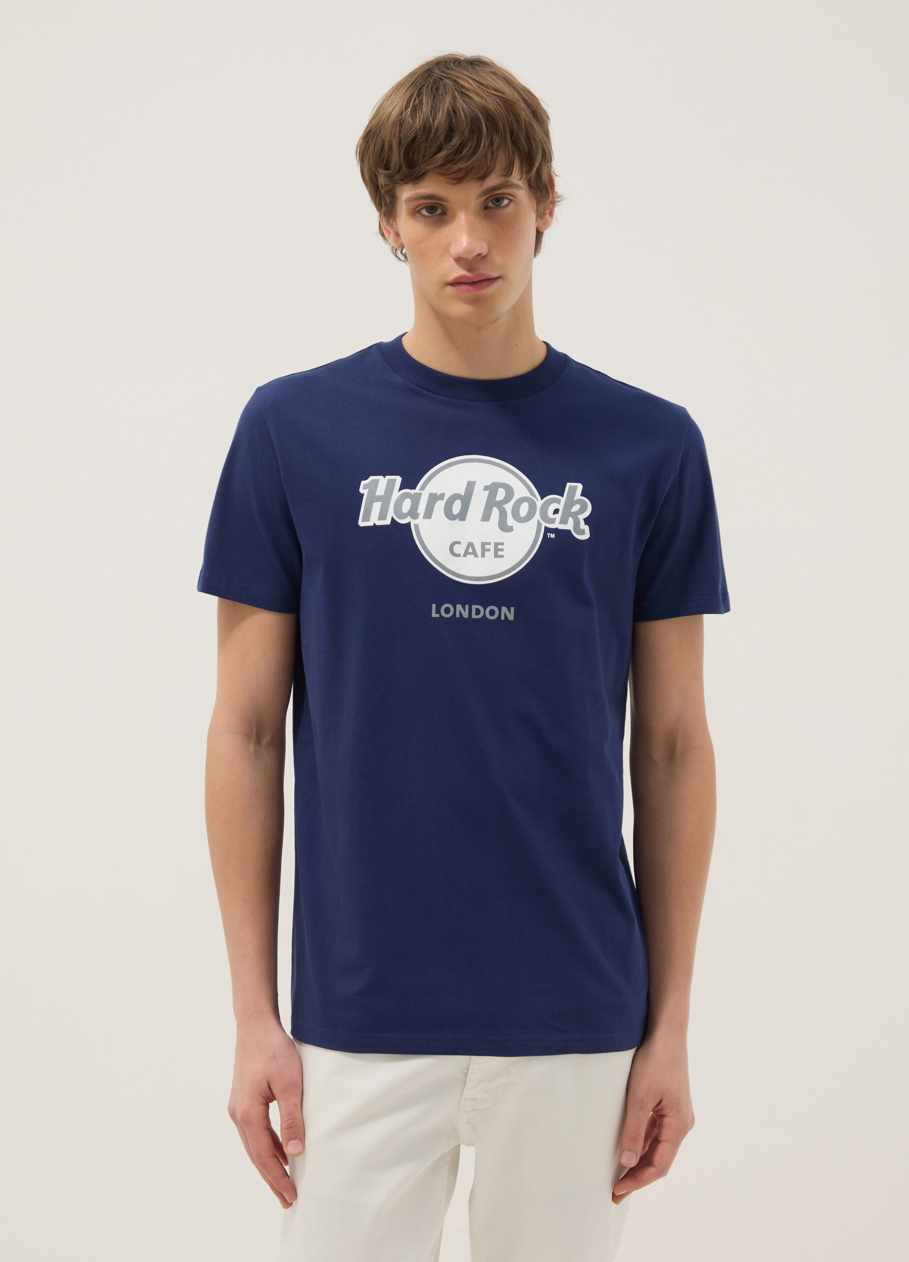 Blue Pure Cotton Regular Fit T-shirt with Hard Rock Cafe Logo