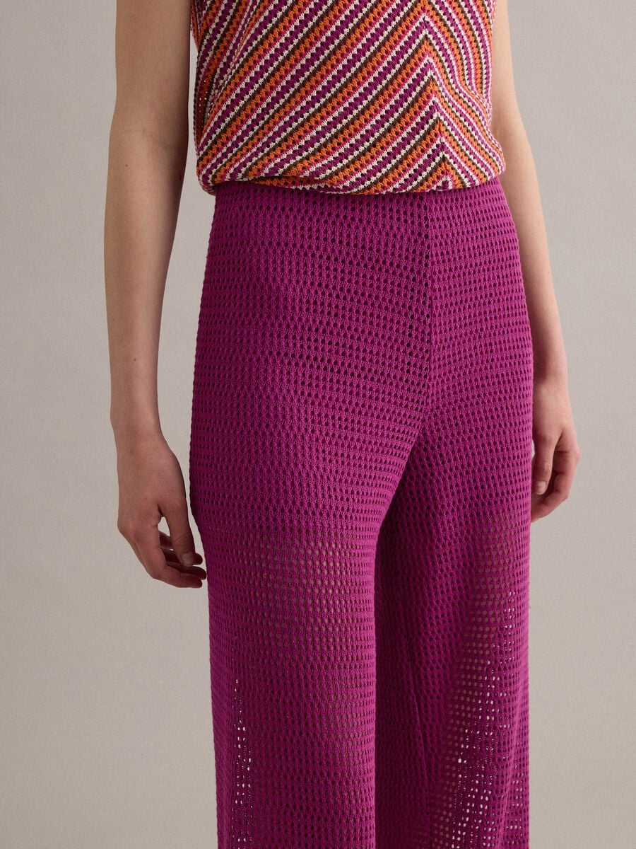 Pantaloni viola palazzo in misto viscosa_3