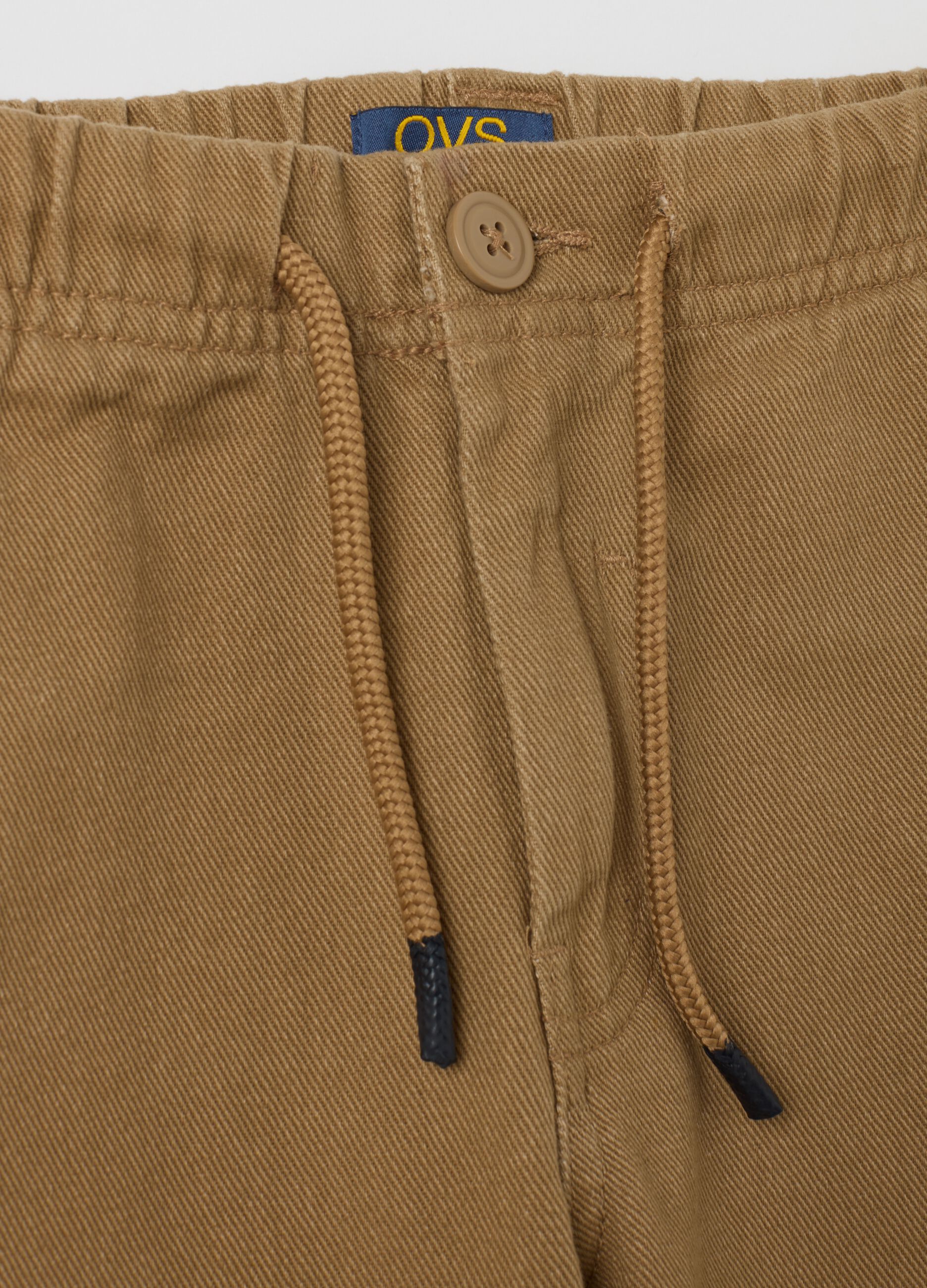 Brown regular fit pure cotton jogger trousers for children