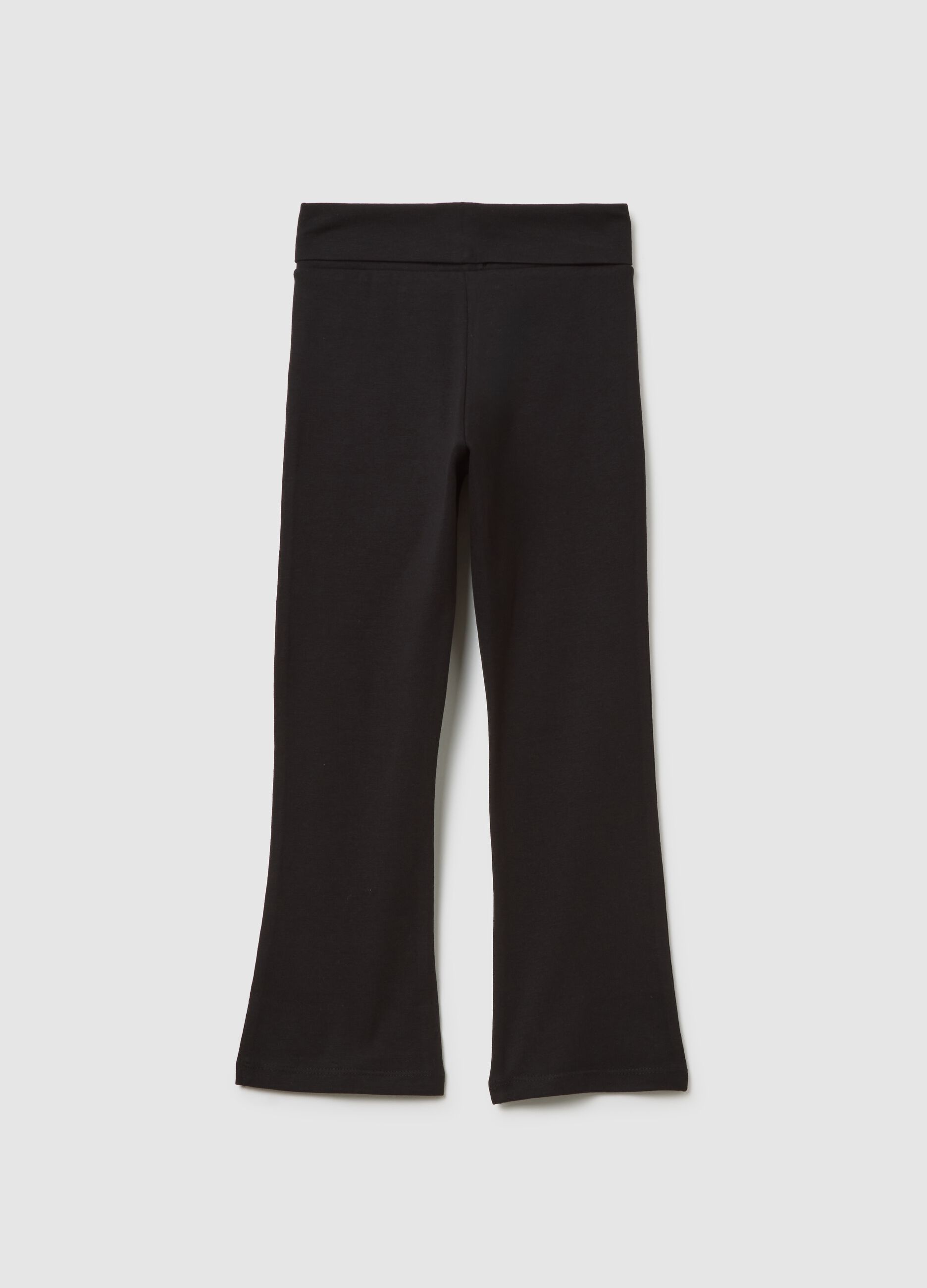 Girls' Black Cotton Flare Leggings