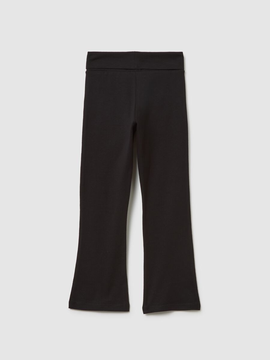 Girls' Black Cotton Flare Leggings_1