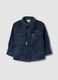 Blue ribbed shacket with buttons and classic collar_0