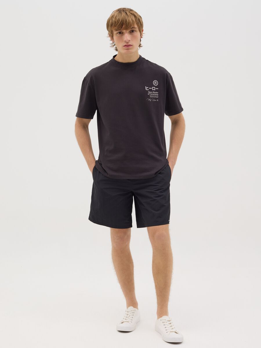 Boxer da uomo in nero regular fit con elastico e coulisse_0