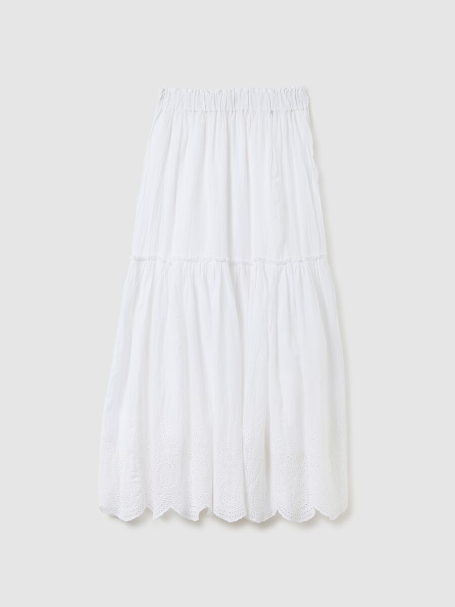 Women's white pure cotton skirt regular fit_4