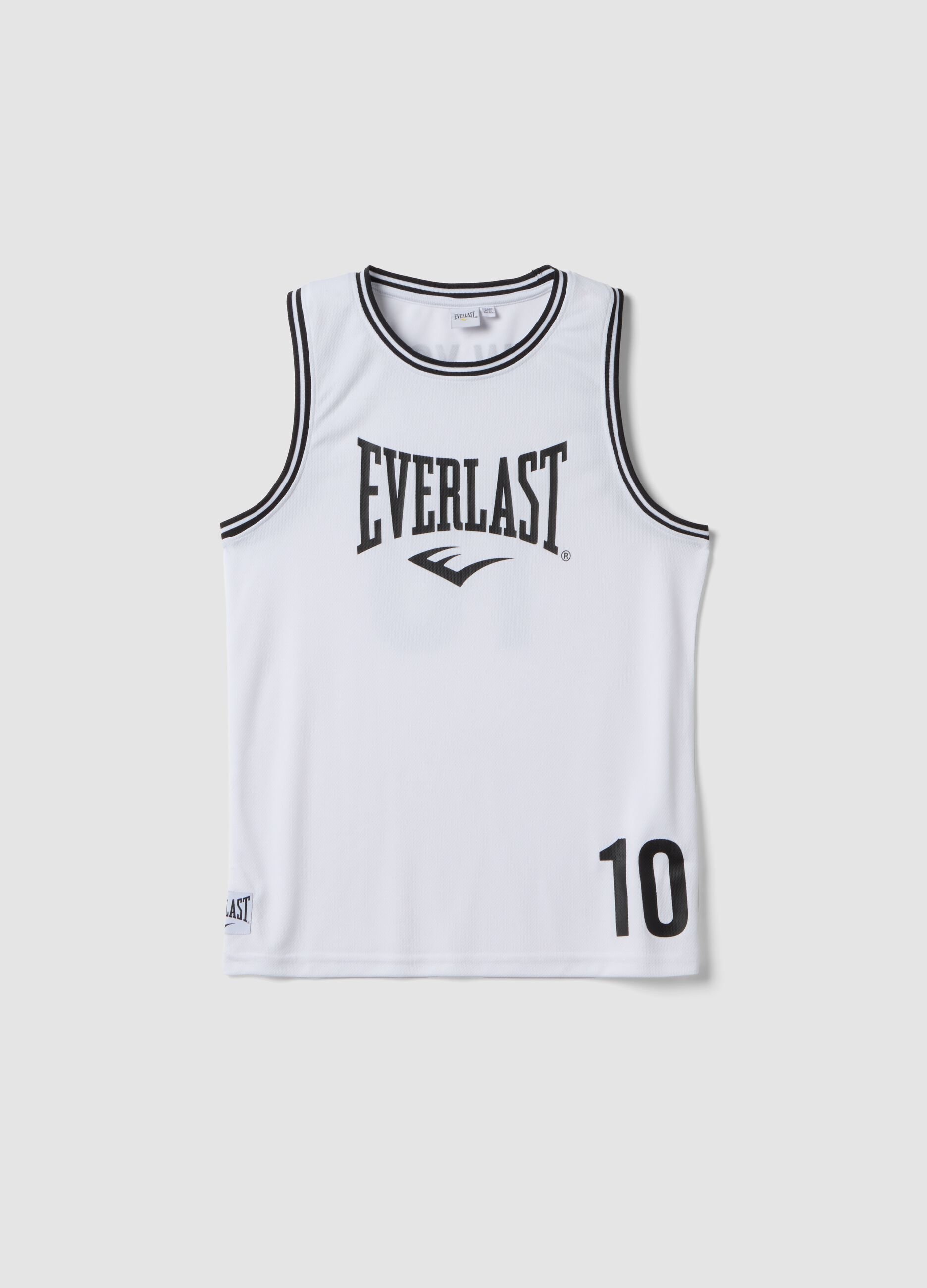 Canotta bianca regular fit con profili a contrasto per ragazzo over fit