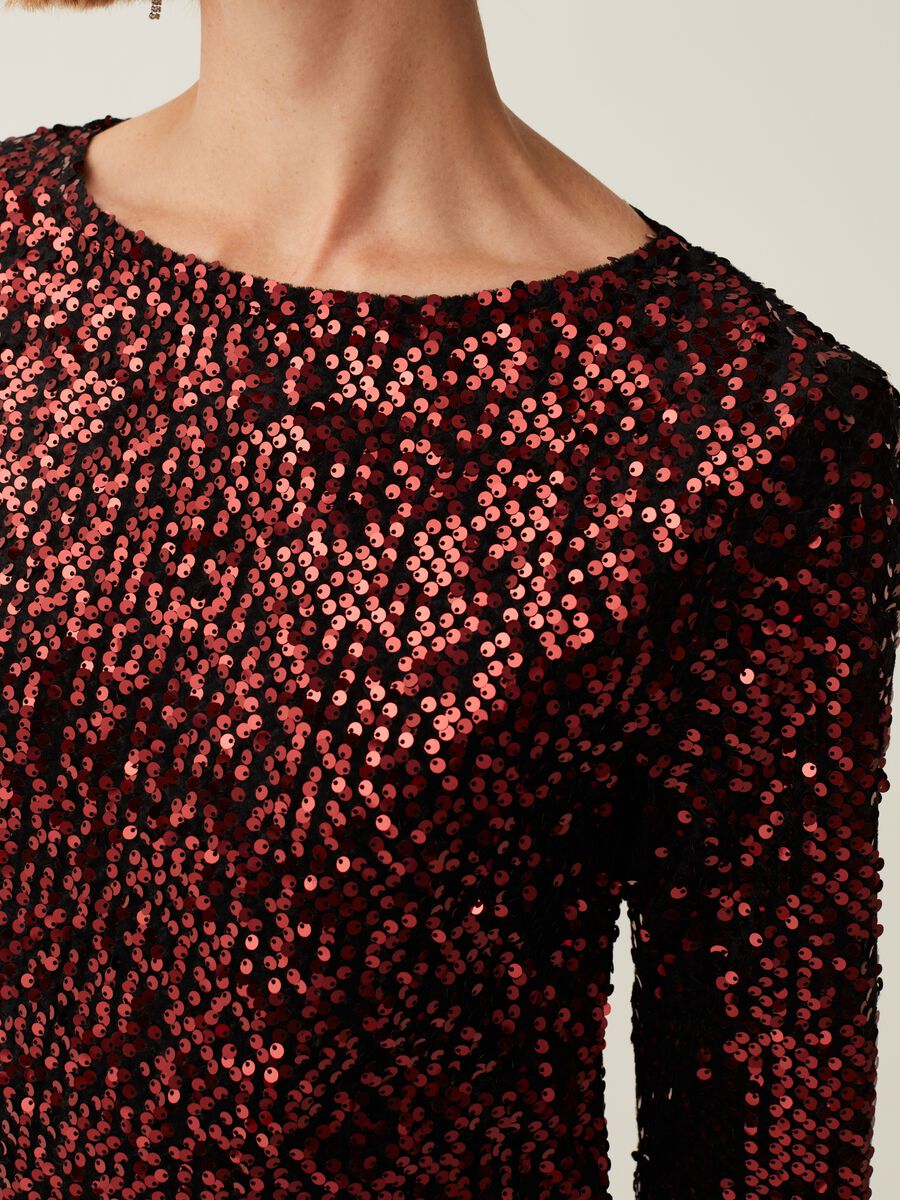 Abito con paillettes maniche a tre quarti_3
