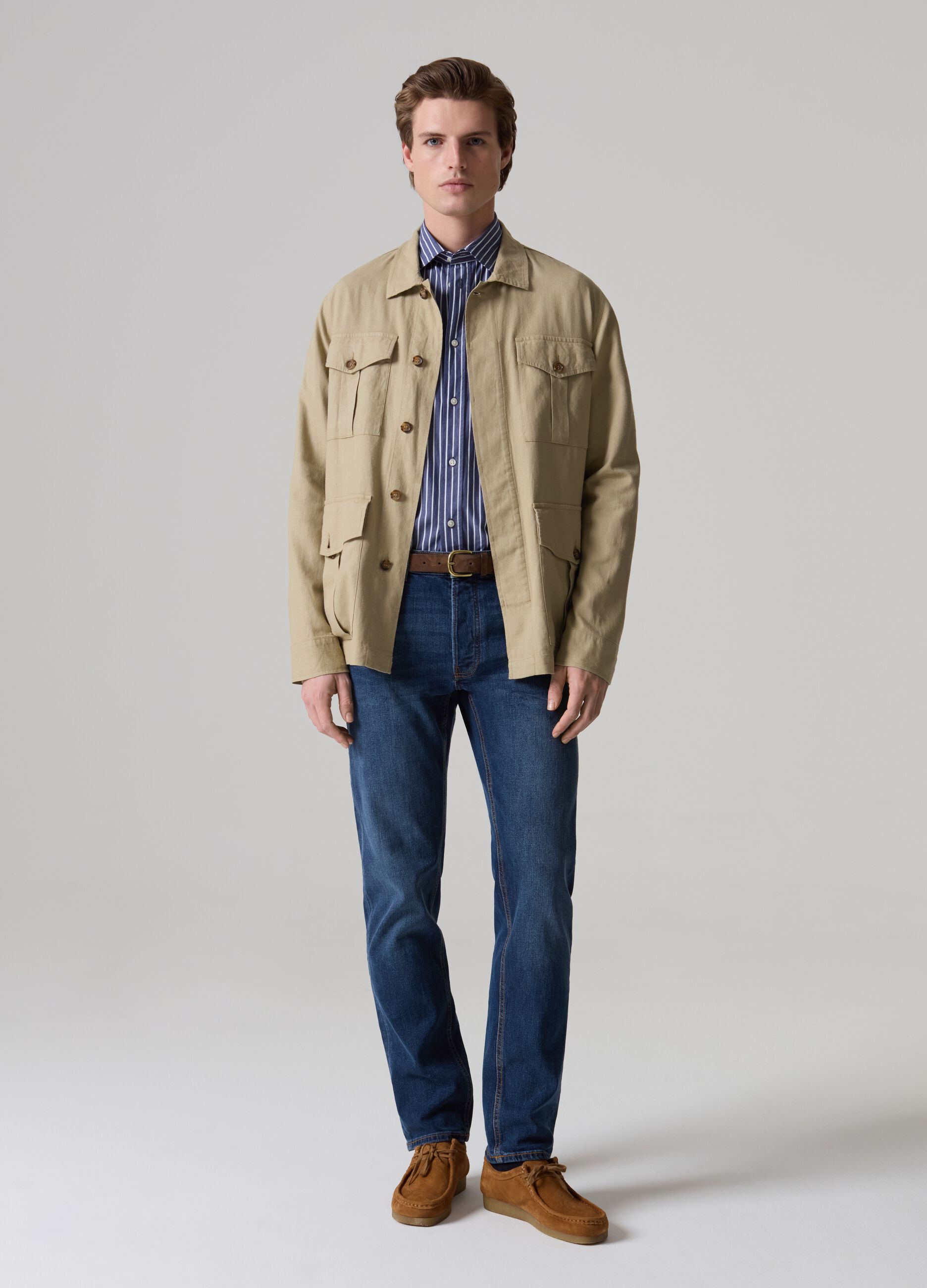 Safari jacket in linen and viscose